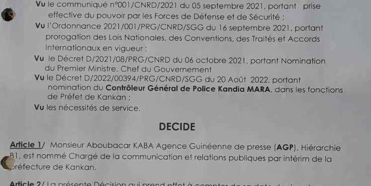 communiqué : Direction préfectorale de la santé de kankan