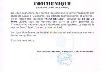 communiqué publié ce mercredi, la Ligue de football